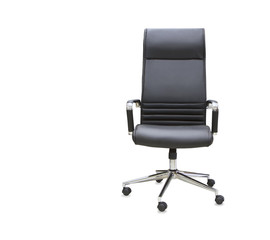 Modern office chair from black leather. Isolated