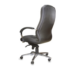 Fototapeta premium back view of modern office chair from black leather. Isolated