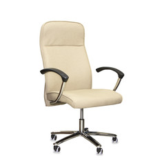 Fototapeta premium Modern office chair from beige leather. Isolated