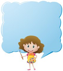 Border template with girl and paintbrush