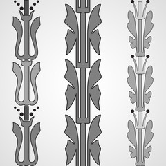 Vintage decorative set monochrome floral pattern seamless vertical