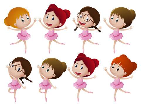 Many girl in ballet outfit