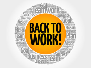 Fototapeta na wymiar Back to work word cloud collage, business concept background