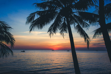 Fototapeta na wymiar Sunset in Vietnam on Phu Quoc island.