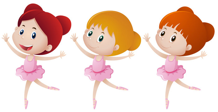 Three girls doing ballet