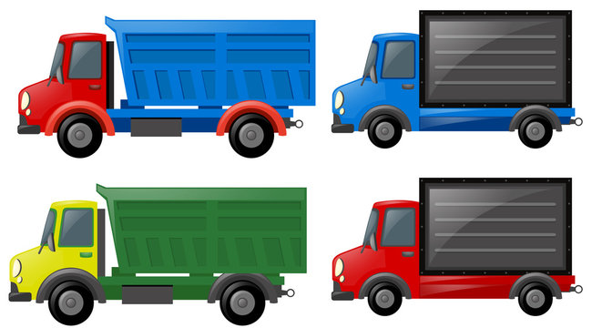 Four trucks in different colors