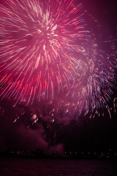 Beautiful fireworks above Riga, Latvia