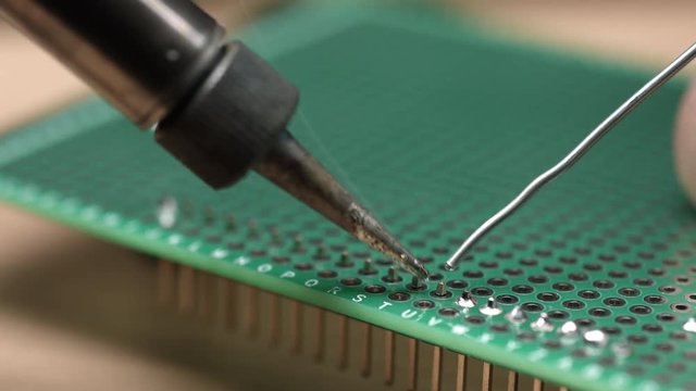 Soldering strip pin connector on development board