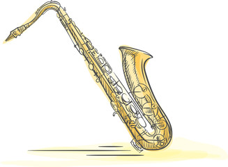 Sax Drawn Watercolor