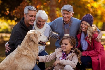 Cheerful multi-generation family at park