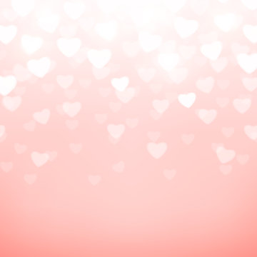 Vector illustration of pink background with light hearts