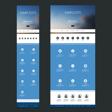 Responsive One Page Website Template with Blurred Background - Sunset Sky Header Design - Desktop and Mobile Version