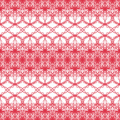 Seamless abstract pattern with red endless lace ornament on white (transparent) background. Elegant wrapping pattern design. Vector illustration eps