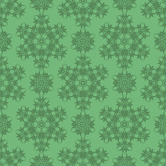 Green Ornamental Seamless Line Pattern. Endless Texture. Oriental Geometric Ornament