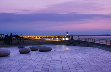 L&uuml;beck,lighthouse in Travem&uuml;nde, early in the morning