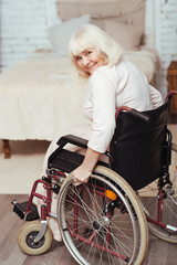 Cheerful disabled woman expressing positivity