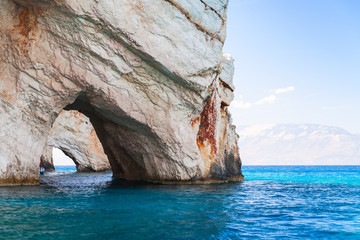 Greek island Zakynthos in Ionian Sea, Blue cave