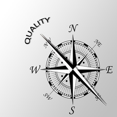 Illustration of Quality word written aside compass