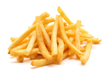 potato fry on white isolated background