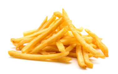 potato fry on white isolated background