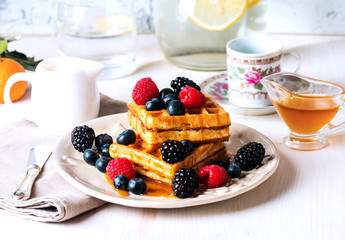Fresh homemade brussels waffles 