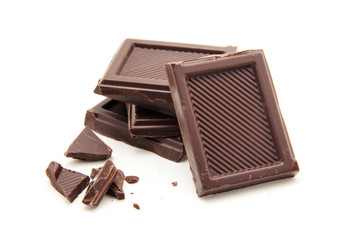 Chocolate bars stack isolated on white background
