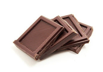 Chocolate bars stack isolated on white background