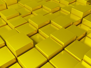 Golden cubes background, golden boxes
