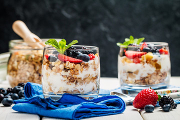 Homemade yogurt with baked granola