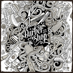 Cartoon doodles Hair salon illustration