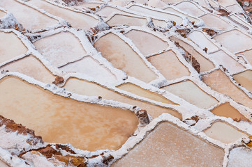 Peru - Salinas de Maras. Salt natural mine. Inca Salt pans at Maras, near Cuzco in Sacred Valley, Peru