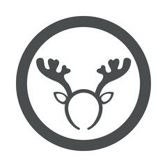 Icono plano diadema con cuernos de reno en circulo color gris