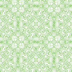 Seamless pattern with green abstract ornament isolated on white (transparent) background. Invitations, banknotes, diplomas, certificates, tickets, other papers security design. Vector illustration