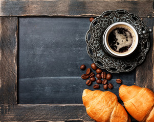 Fresh croissants and coffee 
