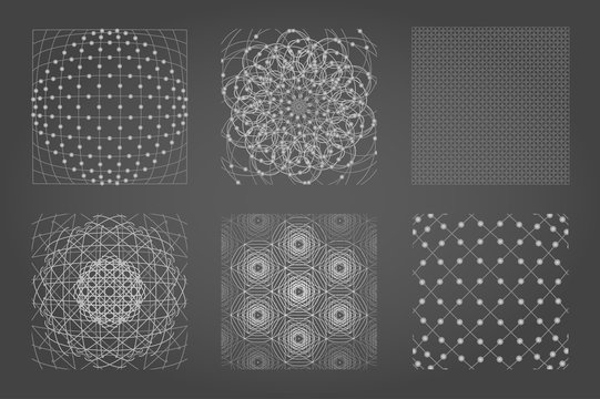 Sacred geometry background set. 6 in 1.  Cosmic, universe, big bang, alchemy, religion, philosophy, astrology, science, physics, chemistry and spirituality themes. Matter, space, time.