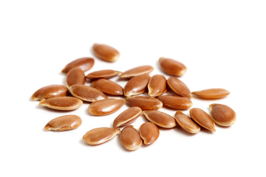 Flax Seeds Heap Isolated On White