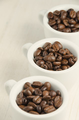 Coffee. Coffee cups and coffee beans.
