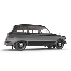 Side view typical London Taxi on white. 3D illustration