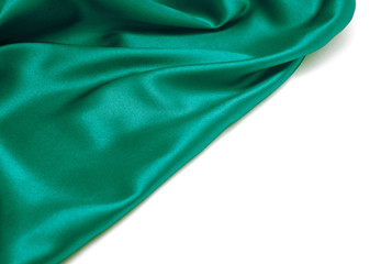 Green silk drape isolated on white