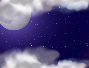 Night scene with fullmoon and stars