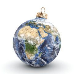 3D rendering Christmas ball Planet Earth