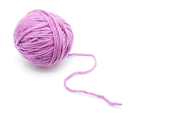 Ball of yarn on white background