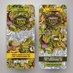Vector hand drawn doodles food banners design templates