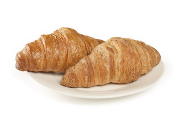 Fresh croissant on white background