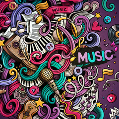 Naklejka premium Cartoon hand-drawn doodles Musical illustration