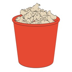 2d cartoon illustration of popcorn in cup