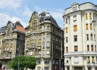 Fototapeta na wymiar Old apartment buildings, Budapest, Hungary