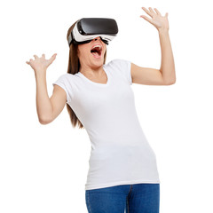 Obraz na płótnie Canvas Woman with virtual reality goggles
