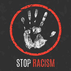 Vector illustration. Social problems of humanity. Stop raсism.
