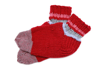 Knitted red socks